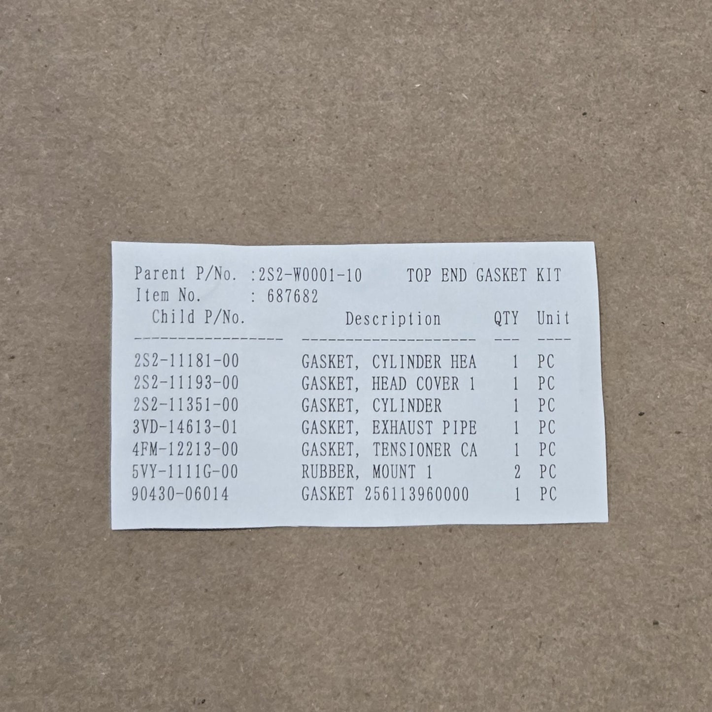 Yamaha YFZ450R OEM Top End Gasket Kit